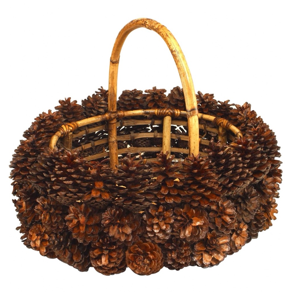 Rustic Adirondack Pine Cone Basket